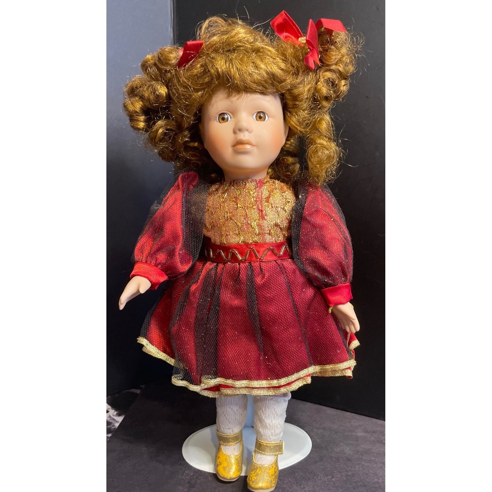 The Collectors Choice by DanDee Porcelain Doll Red Gold Dress Auburn Hair